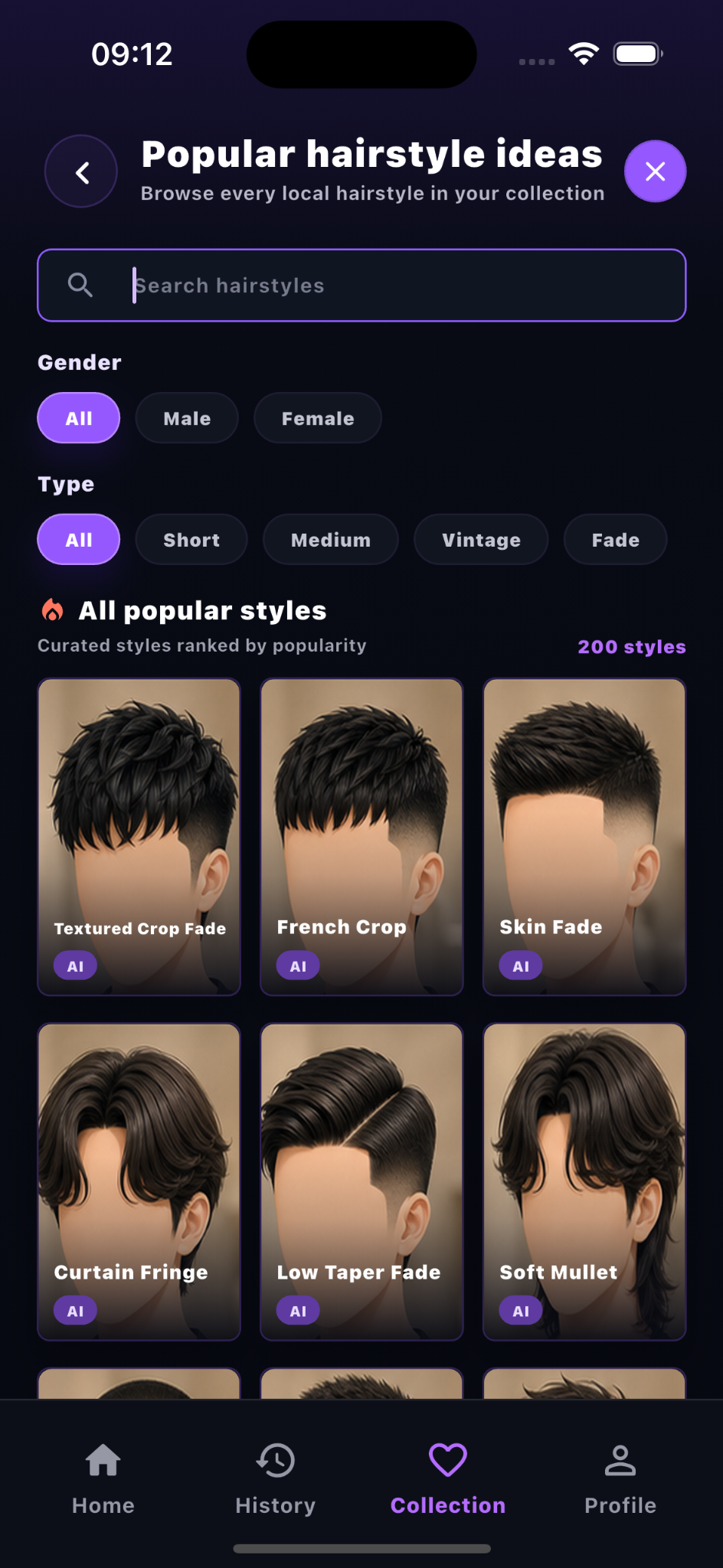 Collection screen