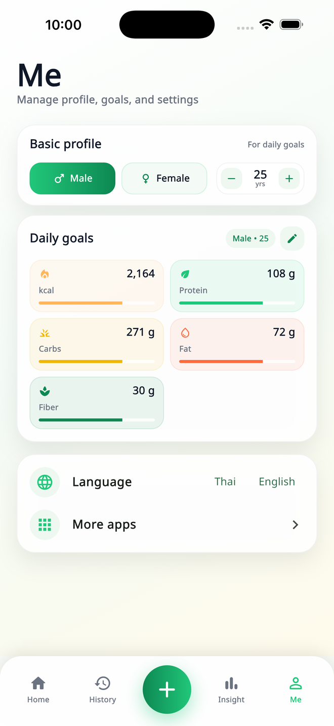 Kindee profile settings screen